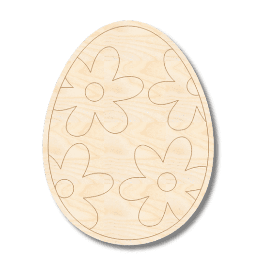 Unfinished Wood Etched Flower Easter Egg Shape | Paint By Line Crafts 18" / 1/4"