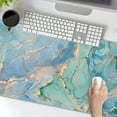 thumbnail image 6 of Marble Mouse Pad 35.4 X 15.7 Inch XXL Blue Aqua Teal Gold Abstract Art Print Full Desk Mousepad Extended Large Non-Slip Rubber Base Big Keyboard Mat with Stitched Edges for Gaming Office, 6 of 6