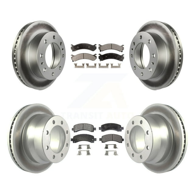 Transit Auto Kit de Rotors de Frein à Disque et Plaquettes Céramiques pour Voiture 2016 Chevrolet Express 4500 avec Roues Uniques Rotor 3.38 Pouces de Haut KGT-102969