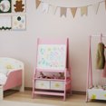 thumbnail image 6 of Qaba Kids Easel, 3-in-1 Double-Sided Art Easel with Paper Roll, Whiteboard & Chalkboard, Storage Baskets for Toddlers Ages 3-8, Pink, 6 of 9