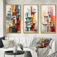 thumbnail image 1 of Designart "Constructed Horizons in Constructivism II" Abstract Framed Wall Art Set Of 3 - Orange Constructivism Frame Canvas Set For Living Room Decor, 1 of 6