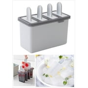 Mini-Factory Popsicle Molds Ice Pop Maker DIY 4 Cell Popsicle Frozen Fruit Reusable Ice Cream Silicone Tray - Beige