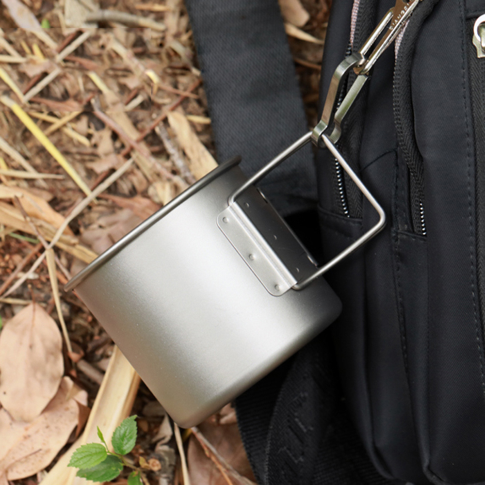 Ultralight Titanium Cup Outdoor Portable 2PCS Cup Set 350ml 750ml Camping Picnic Water Cup Mug with Foldable Handle - image 3 of 7