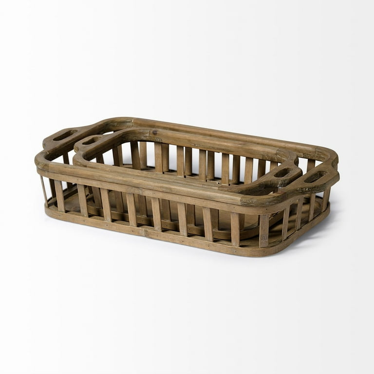 Set Of 2 Natural Finish Wood Nesting Trays Set Of 2 Natural Finish Wood Nesting Trays