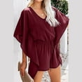 thumbnail image 5 of REALiKUN Womens Batwing Short Sleeve Rompers Summer Lightweight Flowy Baggy Shorts Jumpsuits Casual One Piece Beach Outfits, 5 of 7