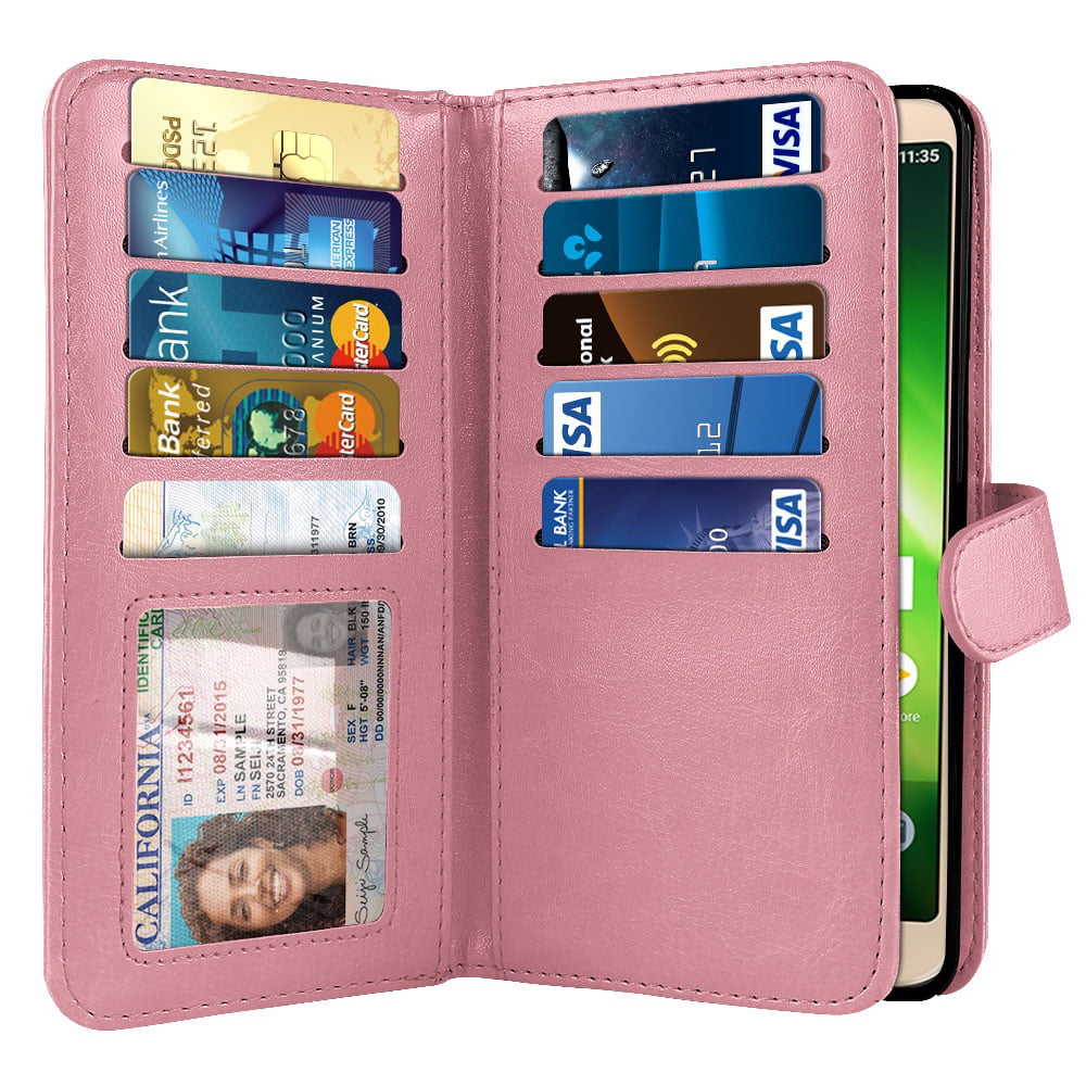 Wallets for Women with Multiple Card Slots and Fit Cellphone Red