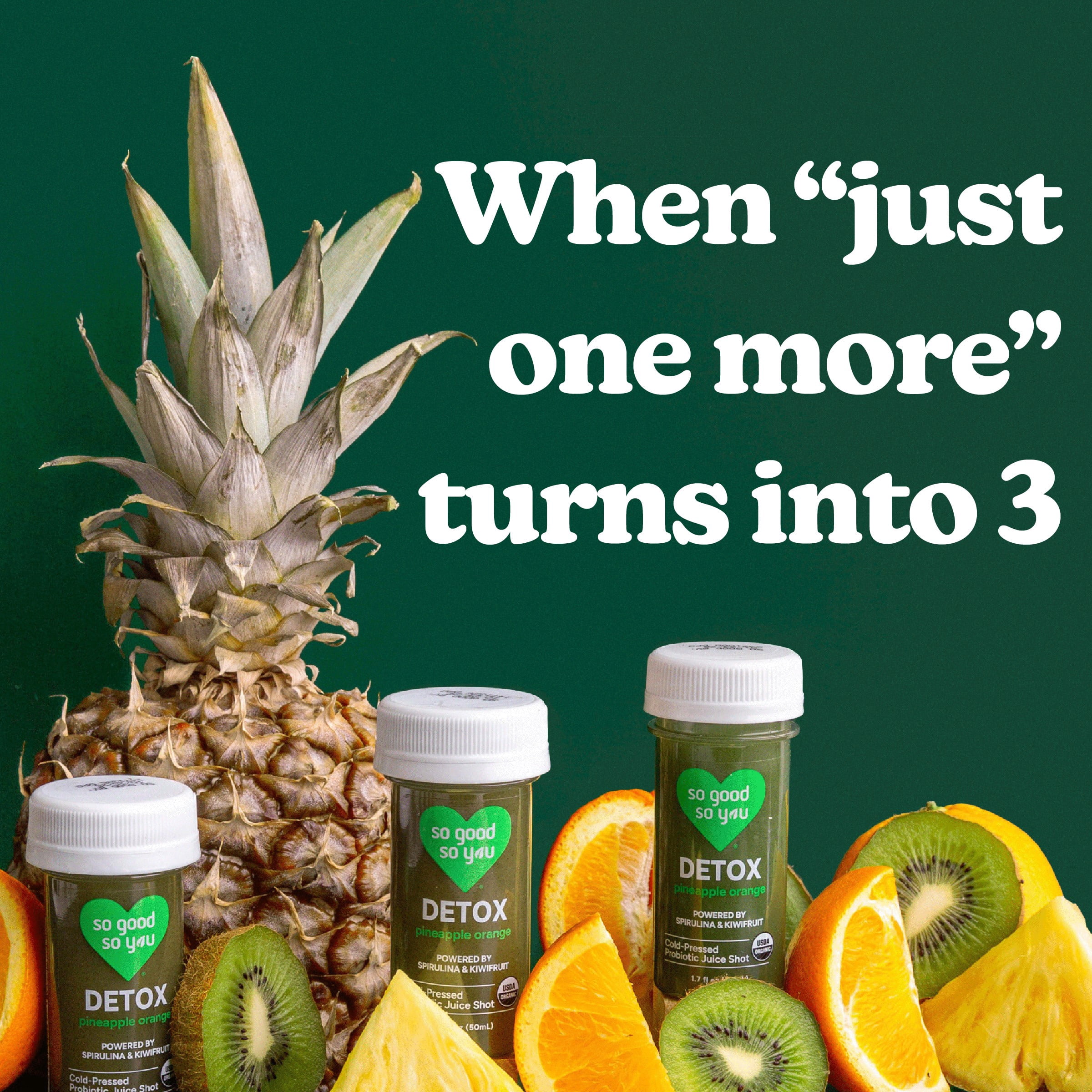 2 pack) So Good So You Detox Pineapple Orange Probiotic Shot