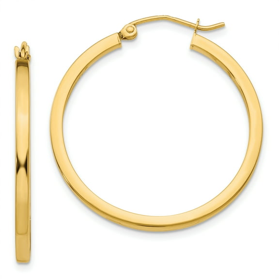 14k 2mm Square Tube Hoop Earrings 14k Yellow Gold Earrings