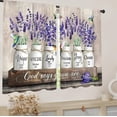 thumbnail image 3 of Purple Flower Lavender Kitchen Curtain Farmhouse Vintage Country Rustic Wood Barn Inspirational Small Short Tier Cafe Curtain Quote Bathroom Window Treatment Drapes Decor(27.5W X 39L 2 Panel), 3 of 6