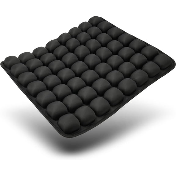 Air Inflatable Travel Seat Cushion, Portable Breathable Comfort Cushion, 56 Air Bubble Design for Airplane, Car, Office Chairs & Home Living – Lightweight & Ergonomic Support,18” x 16” (Black)