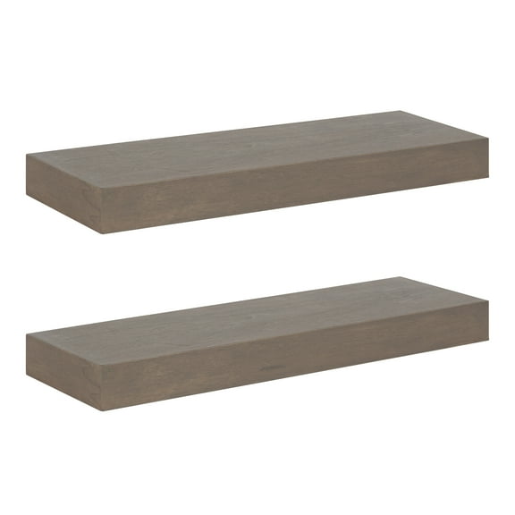 Kate and Laurel Havlock Wood Shelf Set, Gray 2 Piece 24 inch