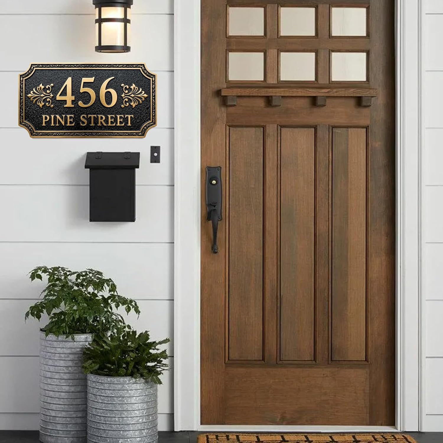 Customized House Address Plaques Outdoor House Number Sign Custom Street Metal Signs Mailbox Door Room Classic Wall