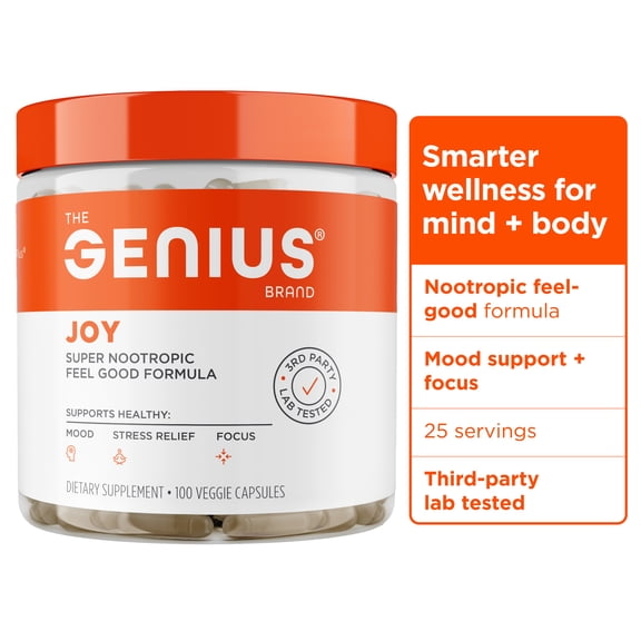 The Genius Brand Joy, Nootropic Mood Support Supplement, Support Cognitive Health - 100 Veggie Capsules