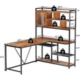 thumbnail image 3 of 58'' L Shaped Computer Desk with LED Light and Bookshelf, Modern Corner Office Desk with Storage Shelves, Home Office Desk, 3 of 7