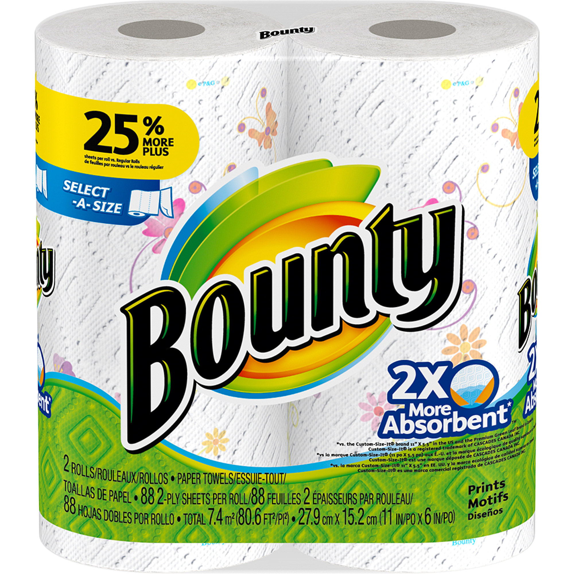 Bounty Select-A-Size Paper Towels, Print, 2 Rolls - image 2 of 7