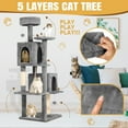 thumbnail image 4 of NINESHI 58" Cat Tree Large Cat Tower Condo w/ Multi-Level Scratching Post for All Indoor Cats, Gray, 4 of 8
