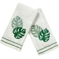 thumbnail image 5 of Serafina Home Coastal Tropical Palm Leaves Embroidered Bath Hand Fingertip Towels, Green on Ivory, 100% Cotton, Set of 2, 12 x 18 inches, 5 of 6