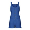 thumbnail image 5 of Aligament Jumpsuits for Women, Women's Solid Color Fashionable Casual Button Pocket Suspender Jumpsuit, Blue XXL, 5 of 7