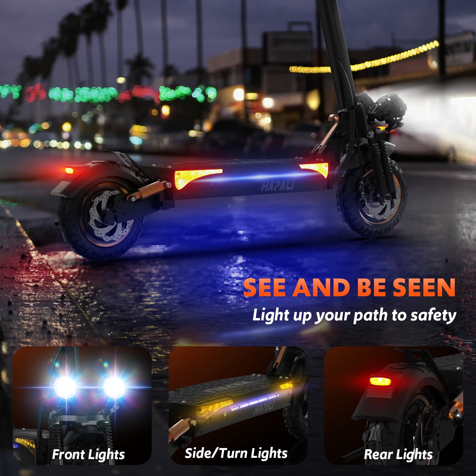 1200W Off Road Electric Scooter for Adult, 48V 15AH Folding E-Scooters Up to 31Mph & 31Miles Range,11" All Terrain Tire E-Scooter with Double Suspension & Side Light