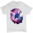 thumbnail image 1 of Tee Hunt Cat Riding a Llama in Space T-shirt Weird Galaxy Moon Creative Men's Tee, White, 5X-Large, 1 of 5