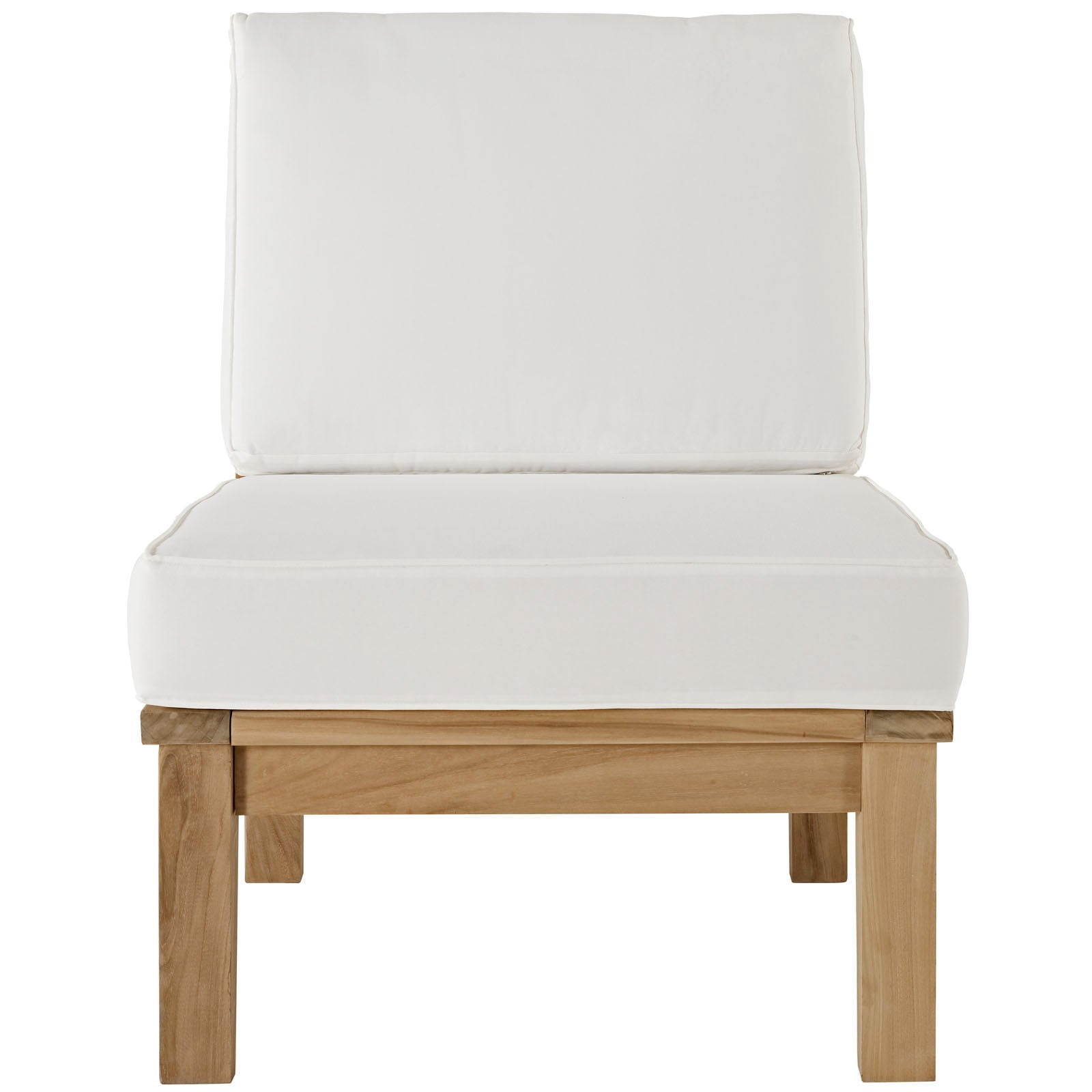 Modway Marina Modern Wood Outdoor Teak Armless Chair in Natural/White