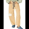 thumbnail image 3 of Jeans para Mujer Y2k con Rayas, Cordón Ajustable, Cintura Alta, Rectos, Pierna , Estilo Boyfriend, Pantalones Vaqueros Mom. Amarillo M, 3 of 8