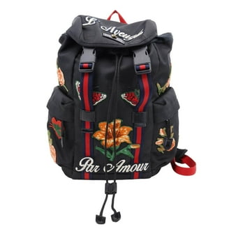 Pre-Owned GUCCI GG Supreme Backpack Beige Black Leather 450958