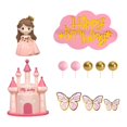 thumbnail image 1 of 18 piezas de adornos para tartas de princesa, decoración para tartas, temática de princesa, suministros para shower, con mariposas y bolas, 1 of 7