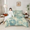 thumbnail image 4 of Feelyou Ink Flower Floral Bedding Comforter Set, Retro Green Watercolor Twin Comforter Sets, Teens Adult Women Girl Reversible Bedding Set, Super Cozy Room Decor, 2pcs, 4 of 8