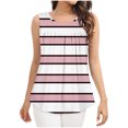 thumbnail image 5 of Fengqque Womens Tank Tops Summer Casual Sleeveless Tops Loose Striped Crewneck Pleated Shirt Basic Tees Pink XL(XL), 5 of 5