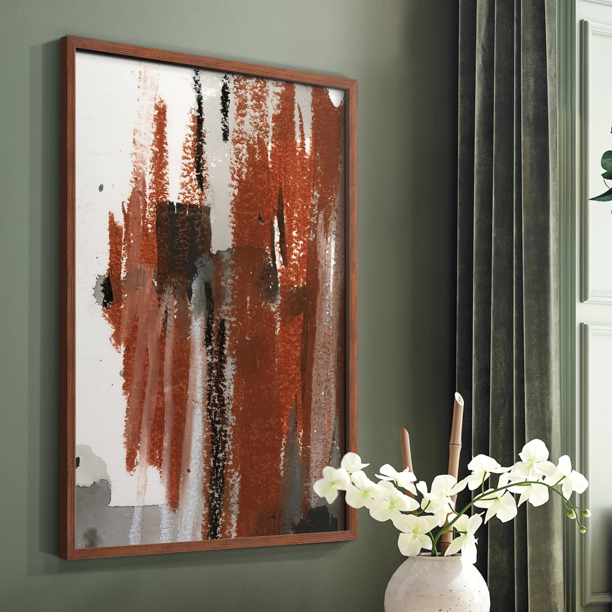 Loft Pastel V Framed Print in Brown Solid Wood Framed Print No Nail Hanging