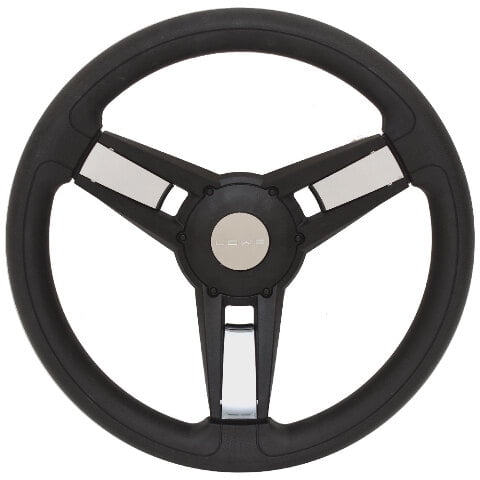 Gussi Boat Steering Wheel | Lowe 13 3/4 Inch Black Silver