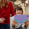 thumbnail image 5 of JTCASES for Samsung Galaxy Tab A9 Plus 12.4" 2023 SM-X810/X816/X818 Case, Pencil Holder Sliicone Cover, Tri-layer Hybird Fodable Bracket Kid-friendly Heavy Duty Shockproof Stand Cover, Purple+Green, 5 of 8
