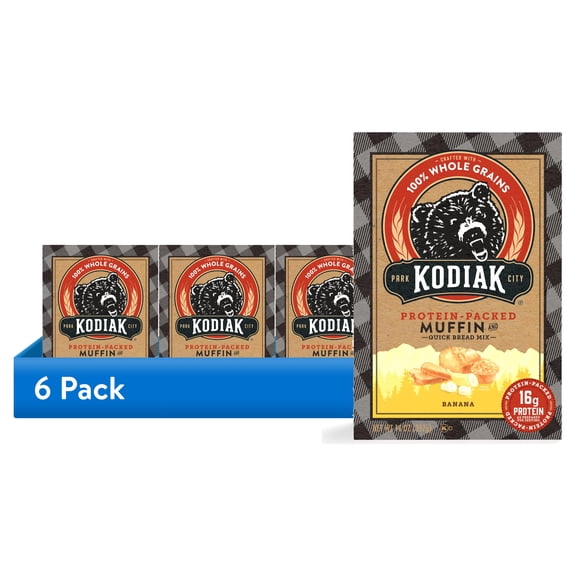(6 pack) Kodiak Protein-Packed Banana Muffin and Quick Bread Mix, 14 oz Box