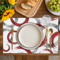 thumbnail image 4 of Red Grey Placemats Set of 12, Geometric Circle Modern Abstract Simple Art Placemats for Dining Table, Place Mats for Kitchen Tabletop, Waterproof Wipeable Dining Table Mats Set, 4 of 9