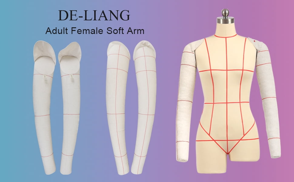 DE-LIANG 1:1 Adult Female Dress form's Soft arms for Sewing, Fully pinnable Tailor Mannequin Dressmaker dummy's Cotton Draping arms,arms for Pattern Making, Adult Full Size