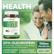 Healths Harmony Olive Leaf Extract Capsules with 20% Oleuropein, Antioxidants Supplement, 120 Count