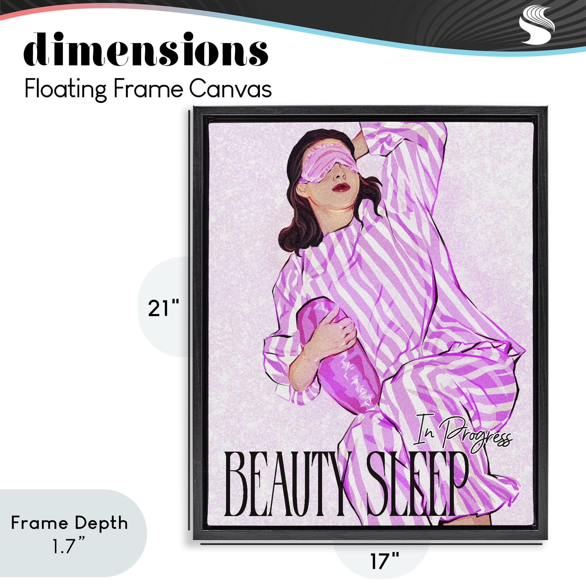 Stupell Industries Beauty Sleep In Progress Black Framed Floater Canvas Wall Art, design by Ziwei Li