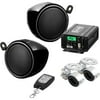 SSL SMC75 Black 600 watt Motorcycle/ATV Sound System with Built-in FM Tuner with One Pair of 3 Inch Weather Proof Speakers