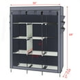 thumbnail image 3 of 69" High-leg Non-woven Fabric Assembled Cloth Wardrobe Gray, 3 of 11