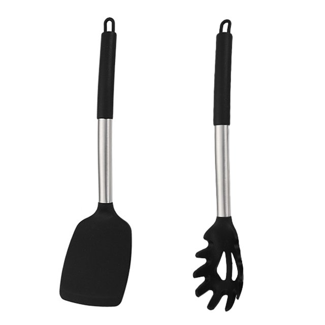 Juego de utensilios de cocina antiadherentes 2 uds con asas de acero inoxidable, sistema de herramientas de cocina resistente al calor