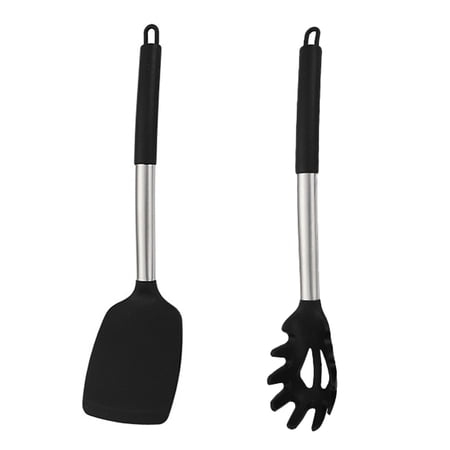 2Pcs Non-stick Kitchen Utensils Set with Stainless Steel Handles Heat Resistant Kitchen Tool Set