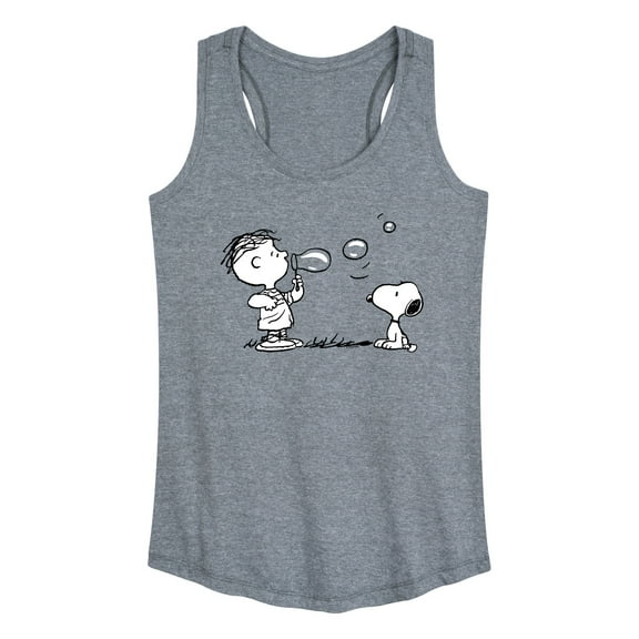 Peanuts - Rerun And Snoopy Bubbles - Women's Racerback Tank Top