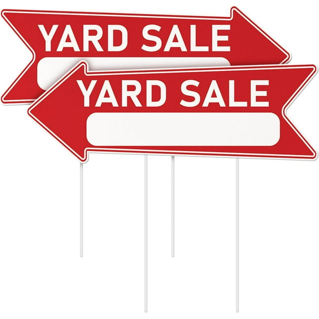 CNKOO Lot de 6 Flèches de Vente au Yard Panneau de Cour Double Face avec Piquets 17 X 6 Pouces Flèche en Plastique Panneaux Rouges Panneaux de Vente au Yard Résistants aux Intempéries