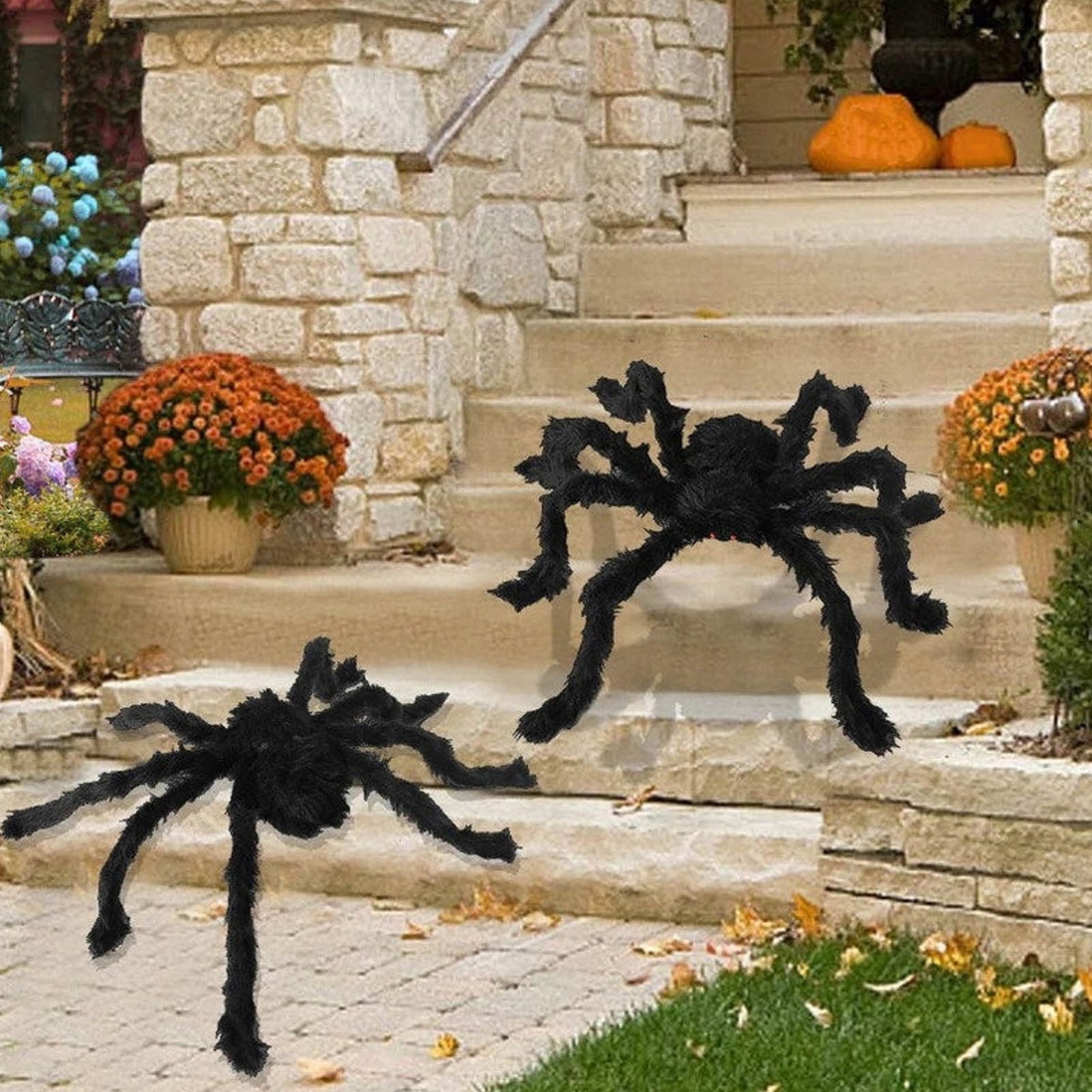 OCATO 200 Halloween Spider Web + 59 Giant Spider Decorations Fake Spider  with Triangular Huge Spider Web for Indoor Outdoor Halloween Decorations