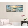 thumbnail image 3 of Canvas Wall Art Beach Sunset Ocean Waves Wall Decor 3 Pieces x 12" x 16" Modern Seascape Canvas Artwork Contemporary Nature Pictures Painting Giclee Prints Framed Ready to Hang for Home Decoration, 3 of 4