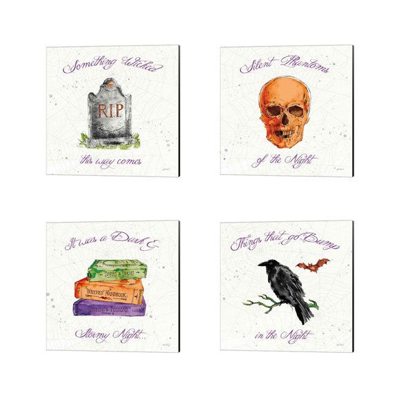 Great Art Now Phantoms of the Night Color A by Anne Tavoletti 4 Piece Canvas Art Set Each 14W x 14H