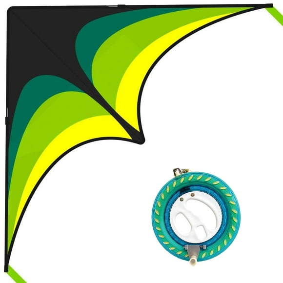 Mint's Colorful Life 60'' Delta Kite with 7.1in Kite Reel Winder, Easy Flying Kite & Kite String Spool for Kids & Adults, Best Beach Kite Set for Beginners