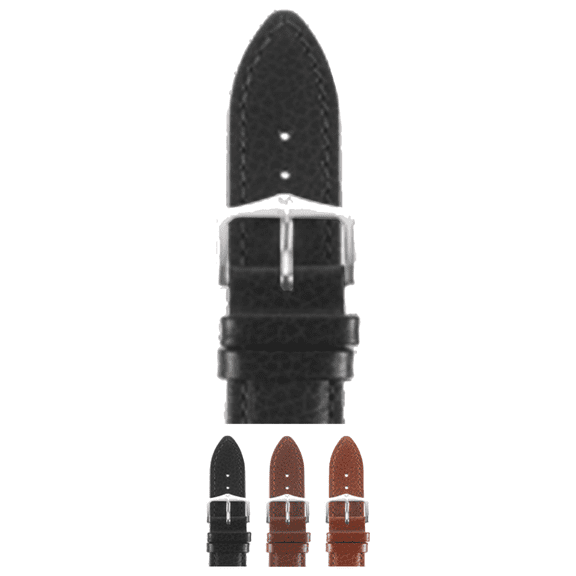 HIRSCH Windsor Leather Watch Strap (Black) - M - 20mm - Gold Buckle