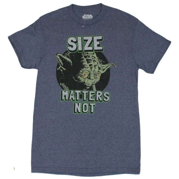 Star Wars Mens T-Shirt - Yoda "Size Matters Not" Circle Head Image (Large)